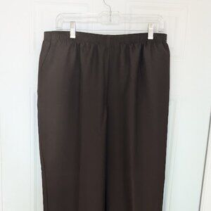 Alfred Dunner Size 16 All Elastic Waist Chocolate Brown Pants 26" inseam